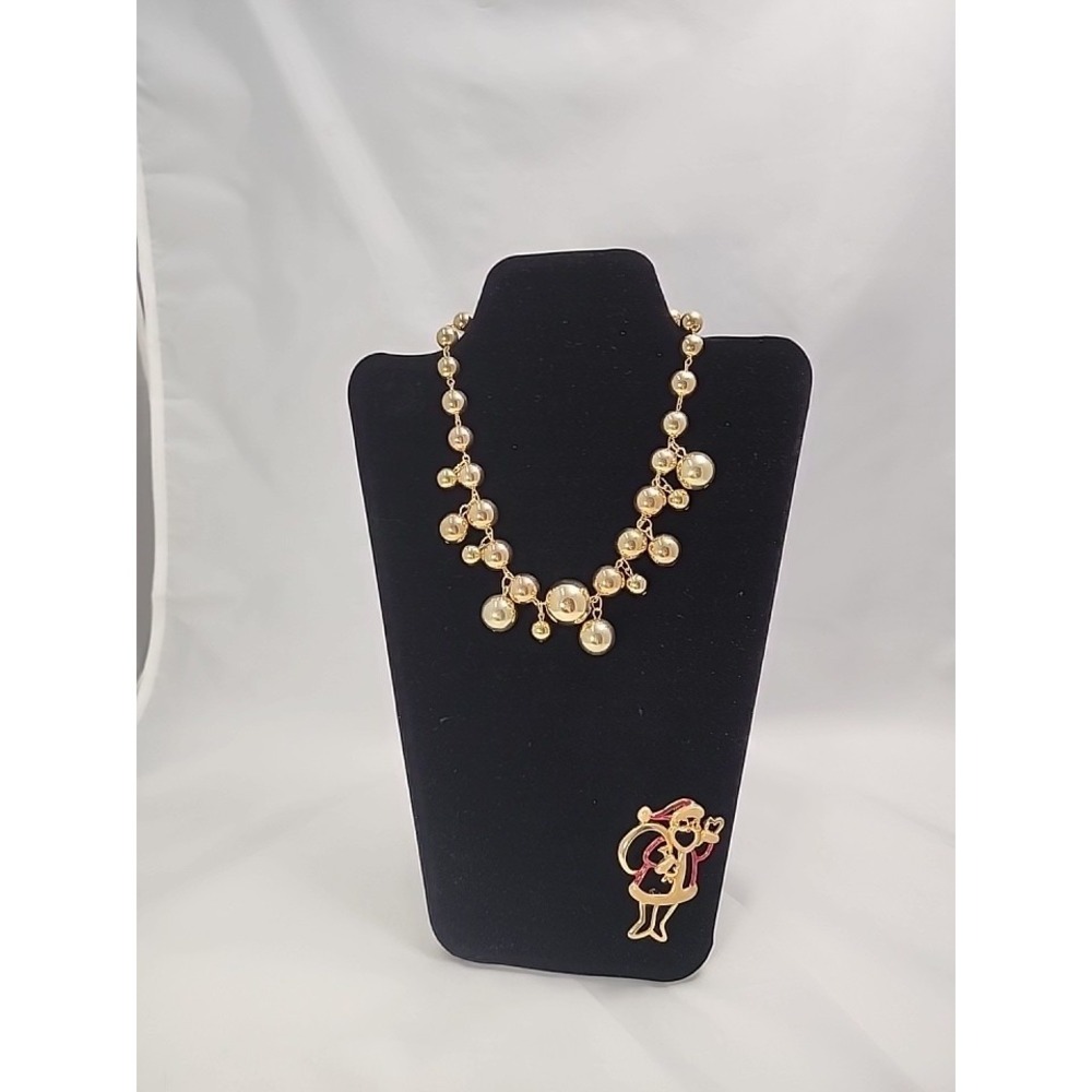 Designer Kenneth Jay Lane KJL Signed Polished Gold Tone Round Bead Necklace - Picture 4 of 7